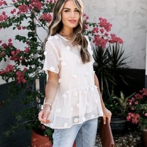 Gorgeous Summery Pom Pom Peplum Top NEW